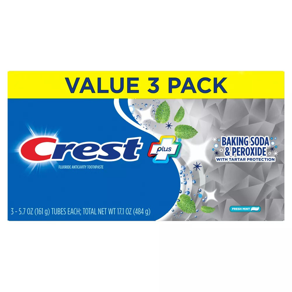 Set kem đánh răng Crest Whitening Baking Soda & Peroxide, 3 x 161g