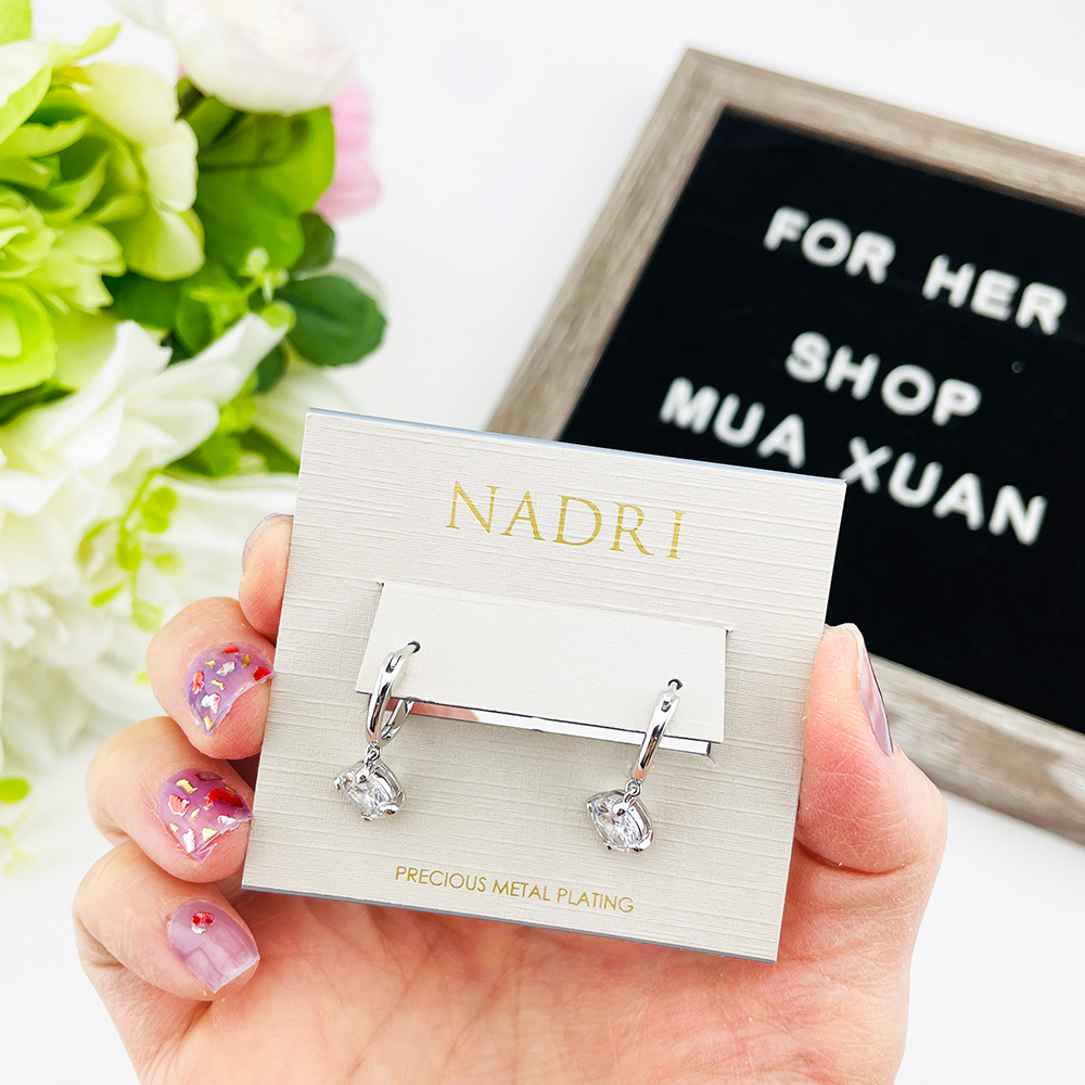 Hoa tai Nadri Round Cubic Zirconia Drop Huggie Hoop Earrings