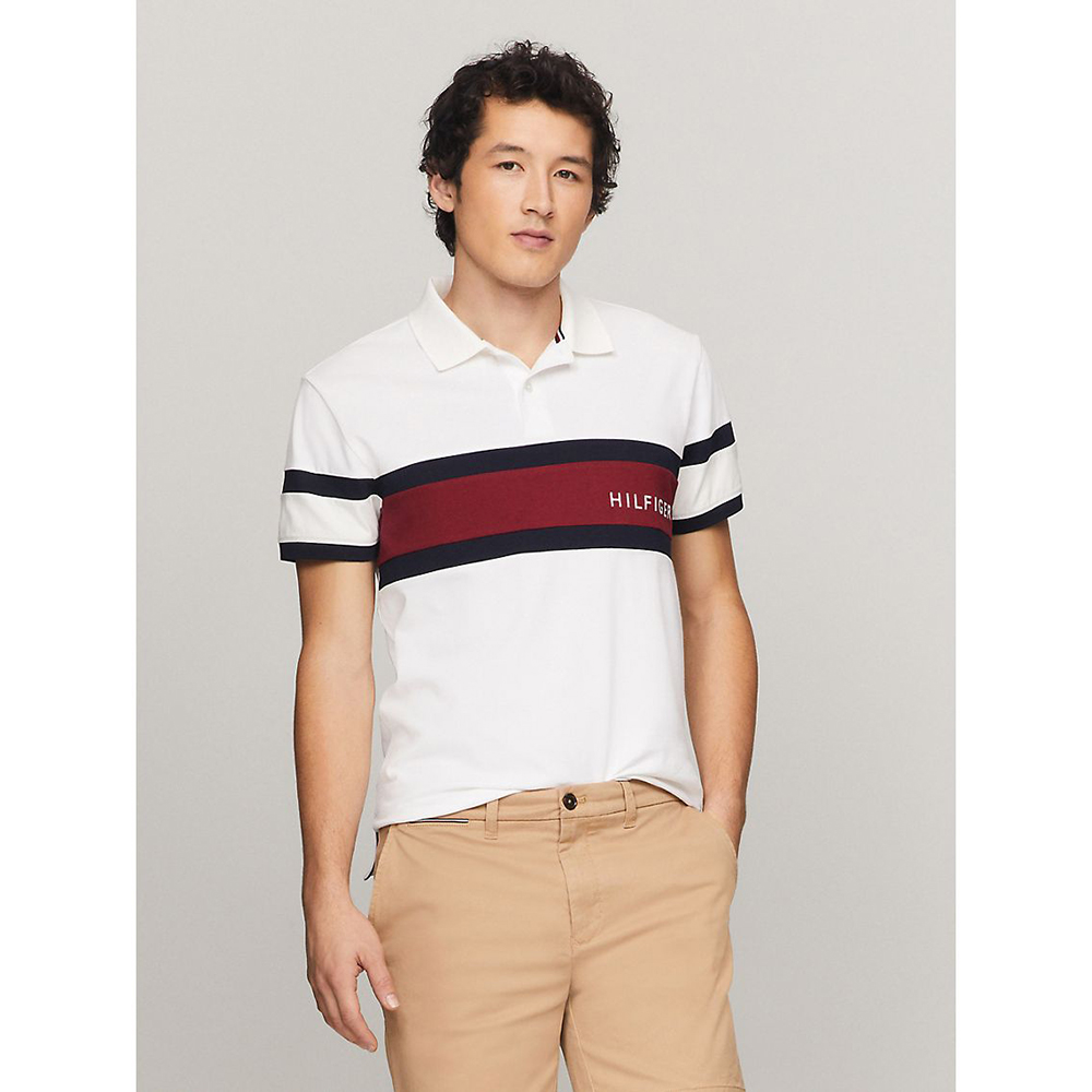 Áo Tommy Hilfiger Regular Fit Colorblock Logo Polo - White, Size S