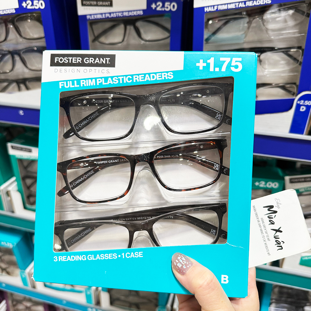 Set 3 gọng kính Design Optics by Foster Grant Cole Full Rim Rectangular +1.75 - Mẫu B
