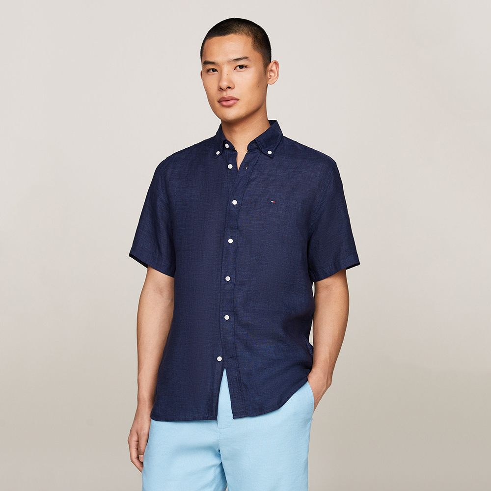 Áo Tommy Hilfiger Short-Sleeve Regular Fit Linen - Navy, Size L