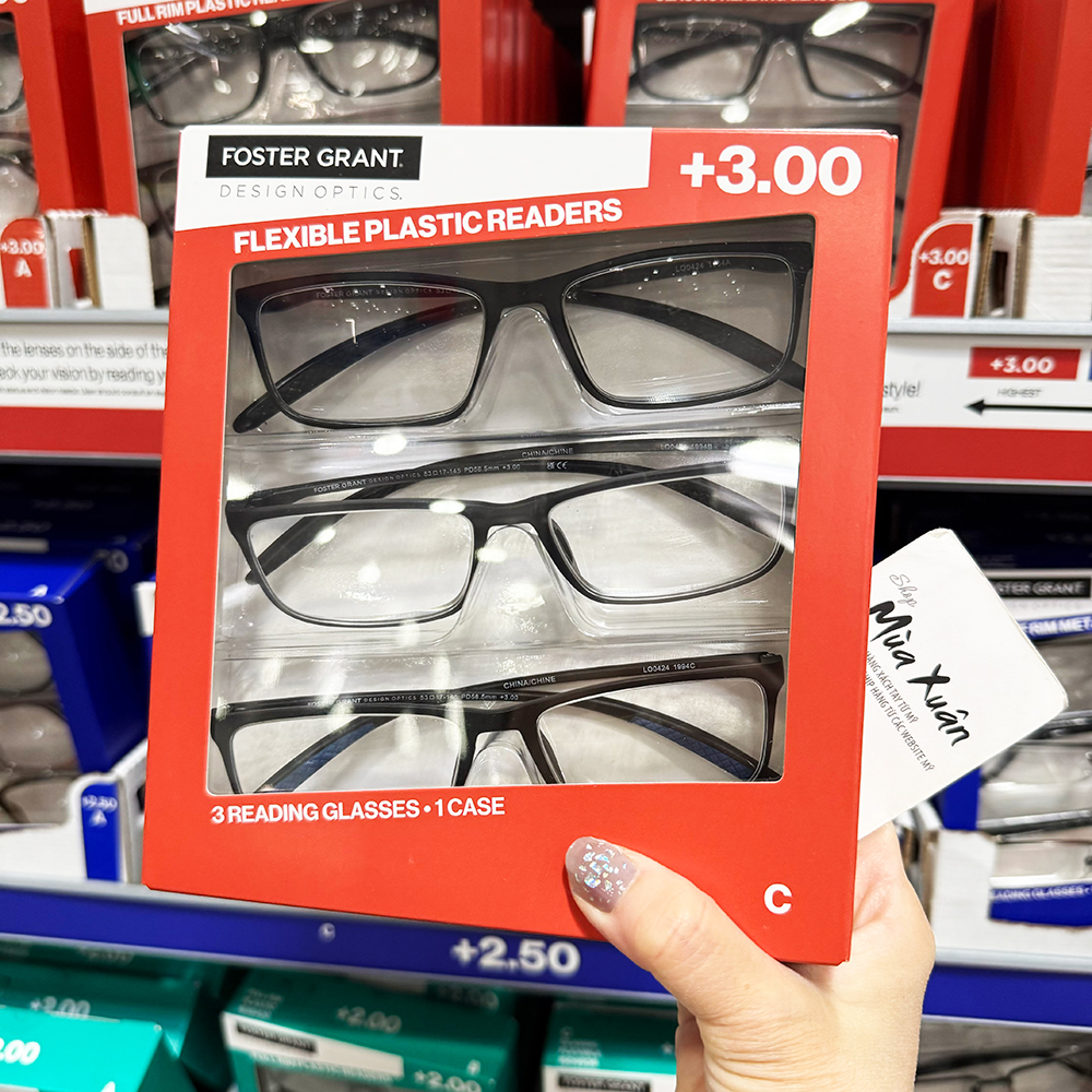 Set 3 gọng kính Design Optics by Foster Grant Dax Plastic Rectangle +3.00 - Mẫu C