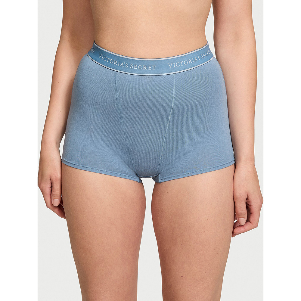 Quần lót Victoria's Secret Logo Cotton High-Waist Boyshort - Faded Denim, Size M