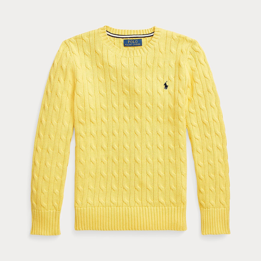 Áo Polo Ralph Lauren Cable-Knit Cotton Sweater - Yellow, Size L(14-16)