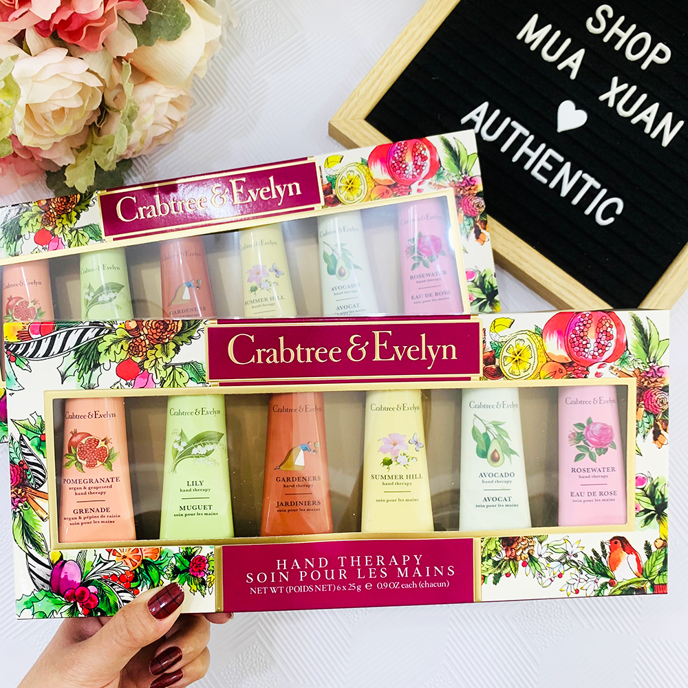 Set dưỡng da tay Crabtree & Evelyn Hand Therapy - Pink, 6 x 25g