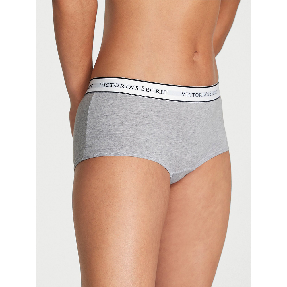 Quần lót Victoria's Secret Logo Cotton Boyshort - Heather Grey, Size M