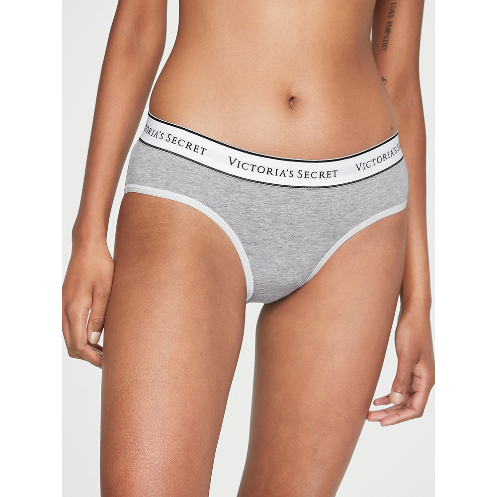 Quần lót Victoria's Secret Logo Cotton Hiphugger - Medium Heather Grey, Size S
