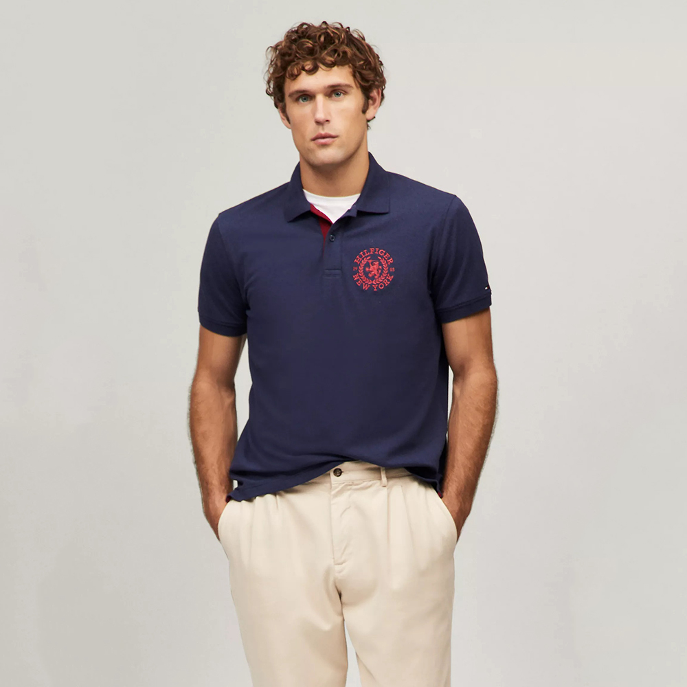 Áo Tommy Hilfiger Regular Fit Embroidered Heritage Polo - Navy Heather, Size L