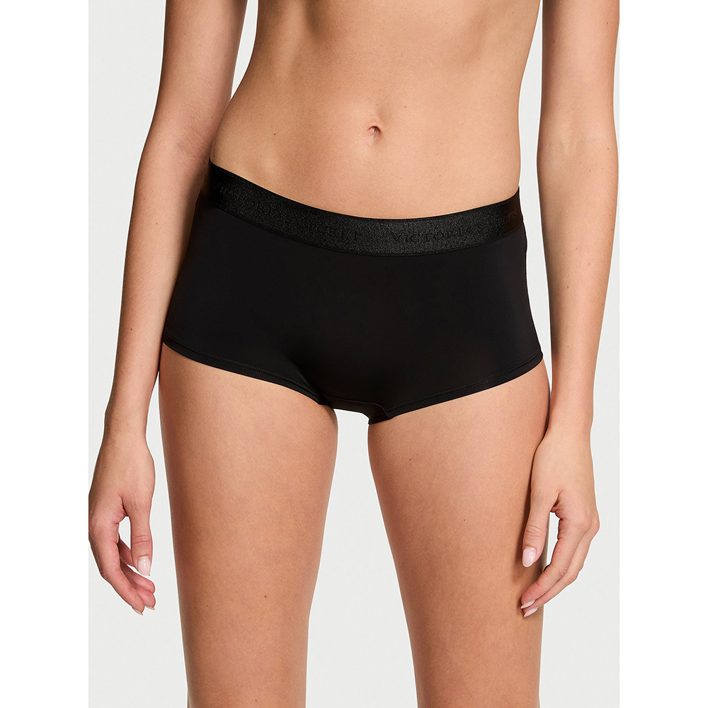 Quần lót Victoria's Secret Logo Cotton Boyshort - Black, Size S