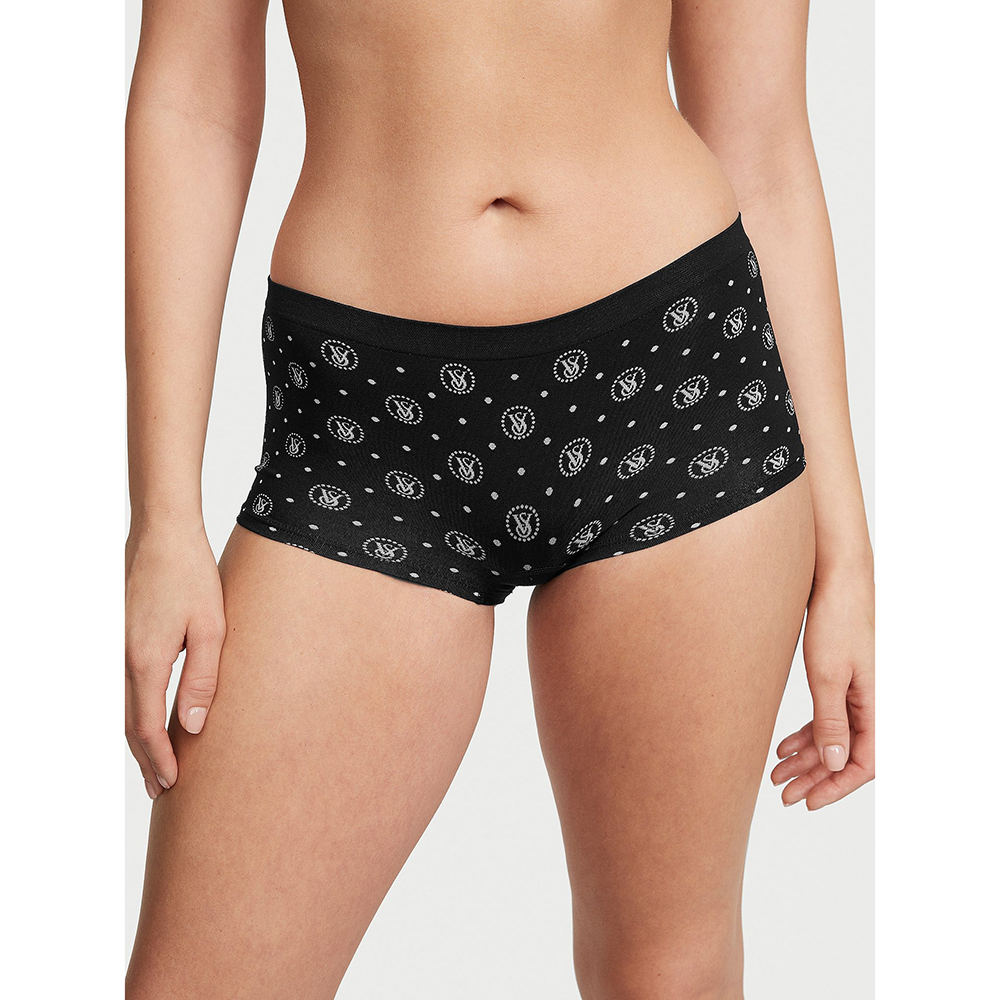 Quần lót Victoria's Secret Seamless Boyshort - Black Logo Dots, Size S