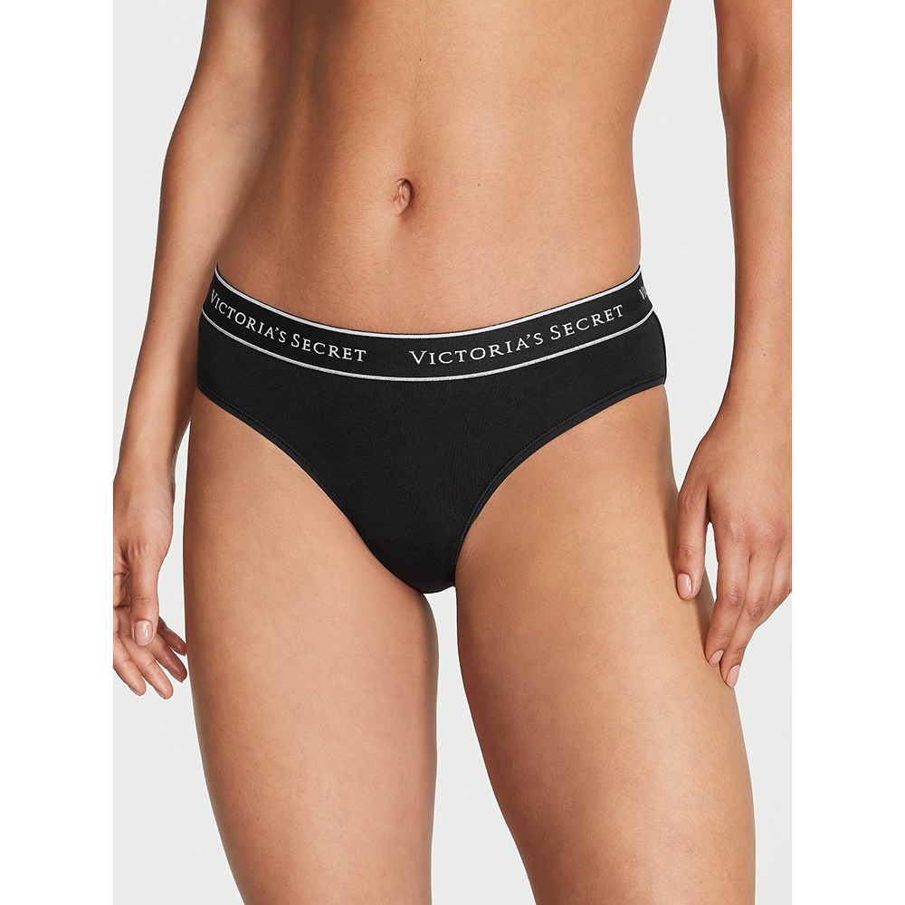 Quần lót Victoria's Secret Logo Cotton Hiphugger - Black, Size XS