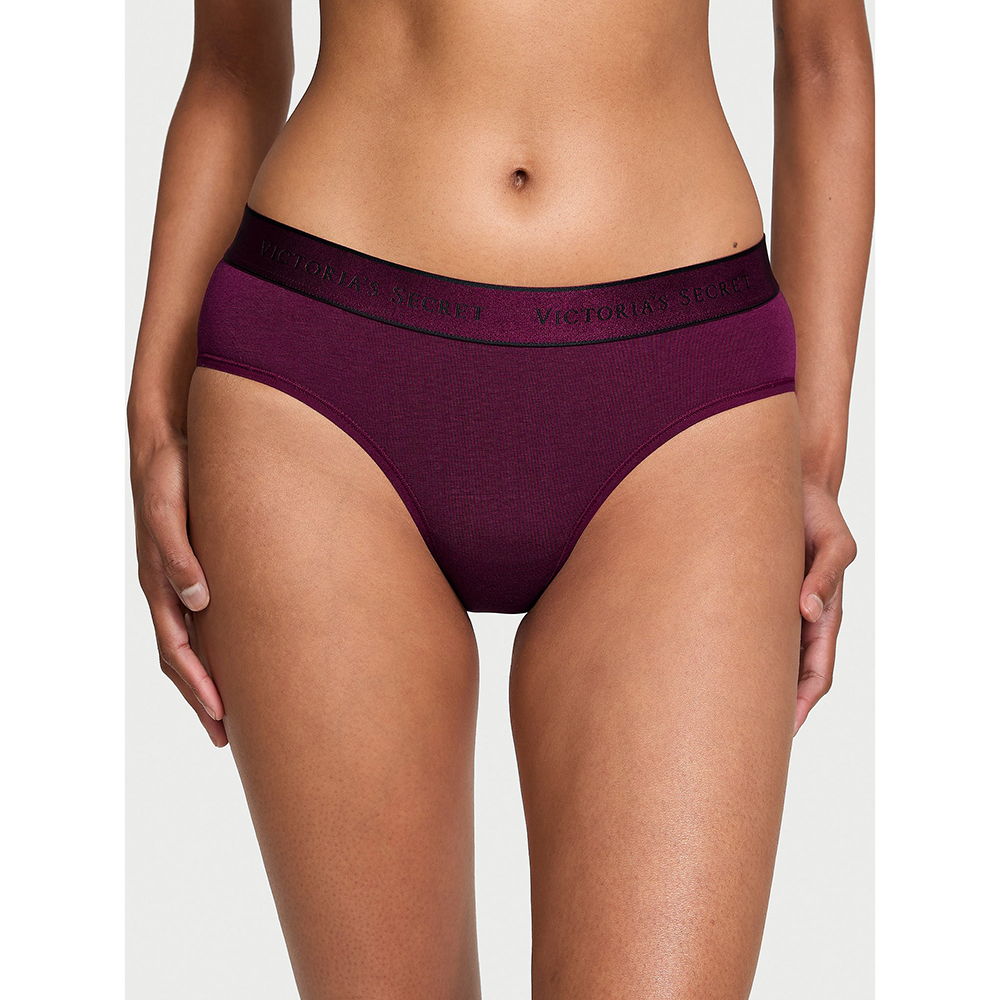 Quần lót Victoria's Secret Logo Cotton Hiphugger - Plum Rouge, Size S