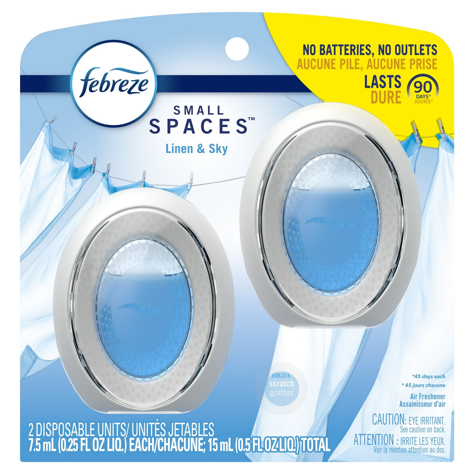 Tinh dầu thơm phòng Febreze Small Spaces Air Freshener, Odor-Fighting - Linen & Sky, 2 x 7.5ml