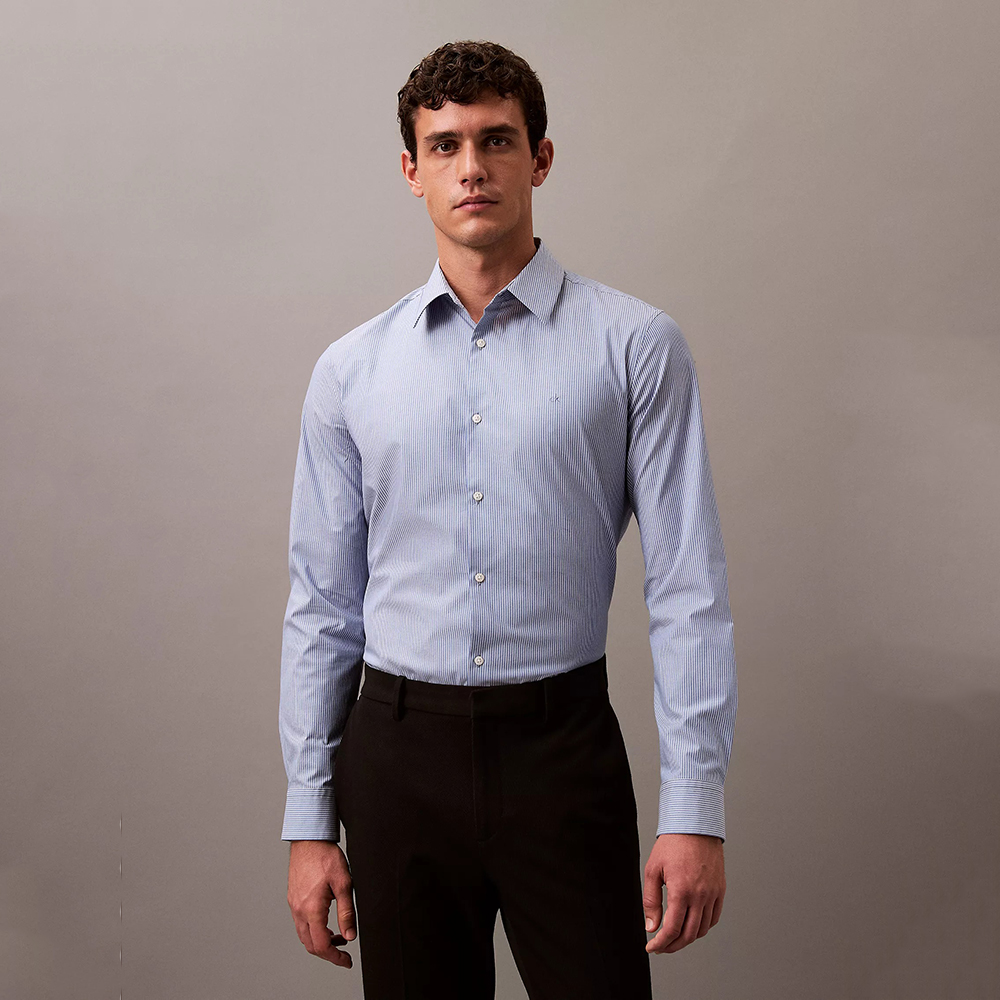 Áo Calvin Klein Pure Poplin Classic Stretch Shirt - Blue, Size L