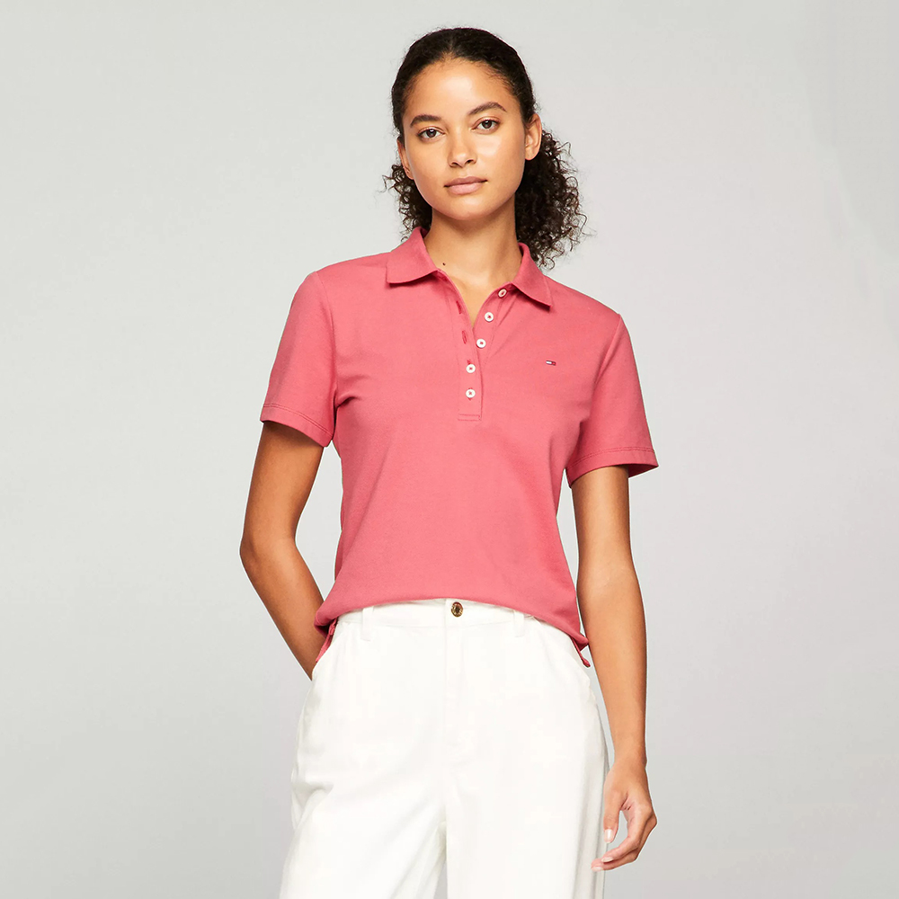 Áo Tommy Hilfiger Stretch-Cotton Polo - Light Crimson, Size L