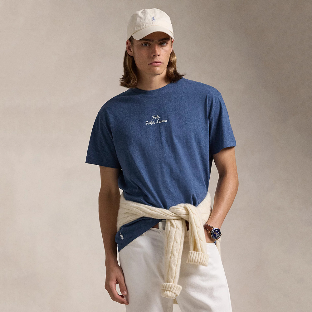 Áo Polo Ralph Lauren Classic Fit Logo Jersey - Derby Blue Heather, Size S
