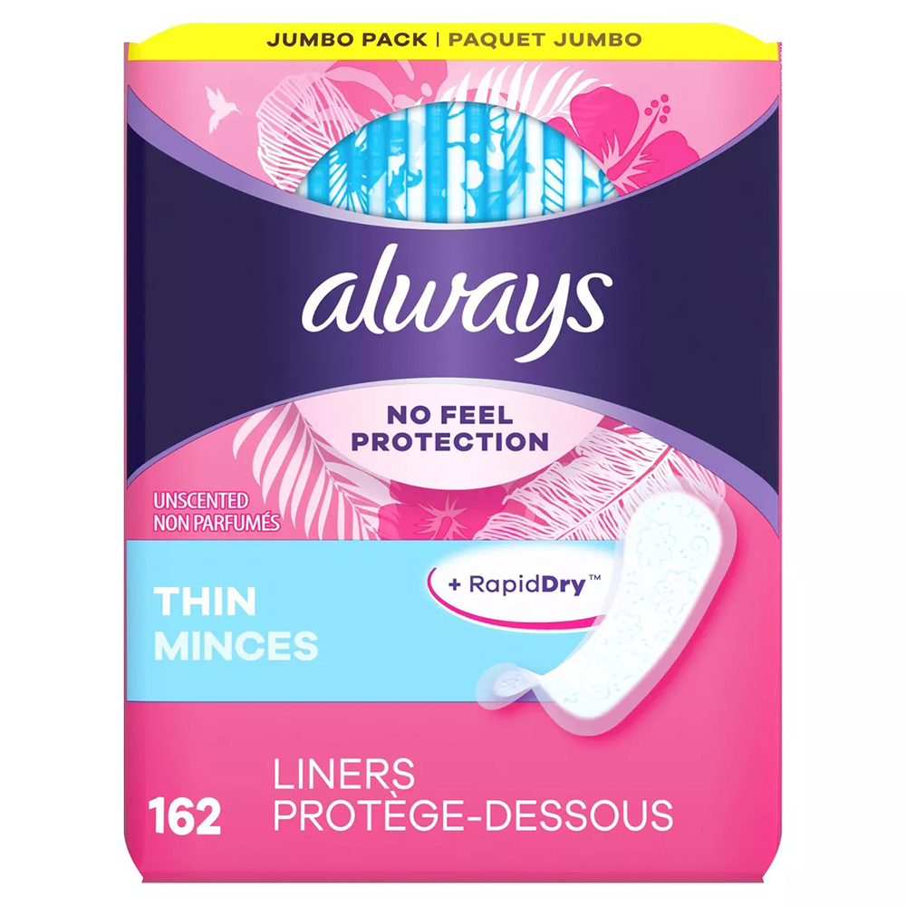 Băng vệ sinh hàng ngày Always Thin No Feel Protection Liners, 162 miếng.