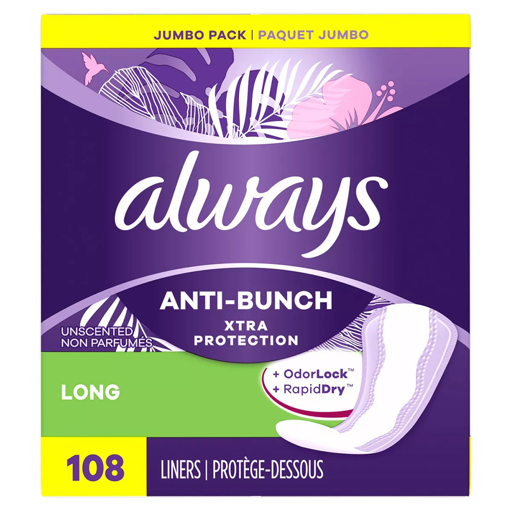 Băng vệ sinh hàng ngày Always Anti-Bunch Xtra Protection Long, 108 miếng