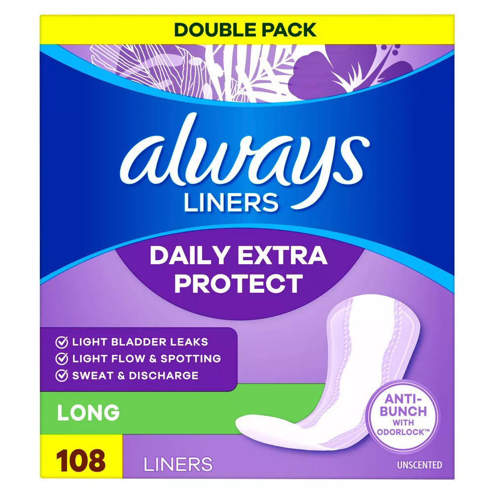 Băng vệ sinh hàng ngày Always Anti-Bunch Xtra Protection Long, 108 miếng