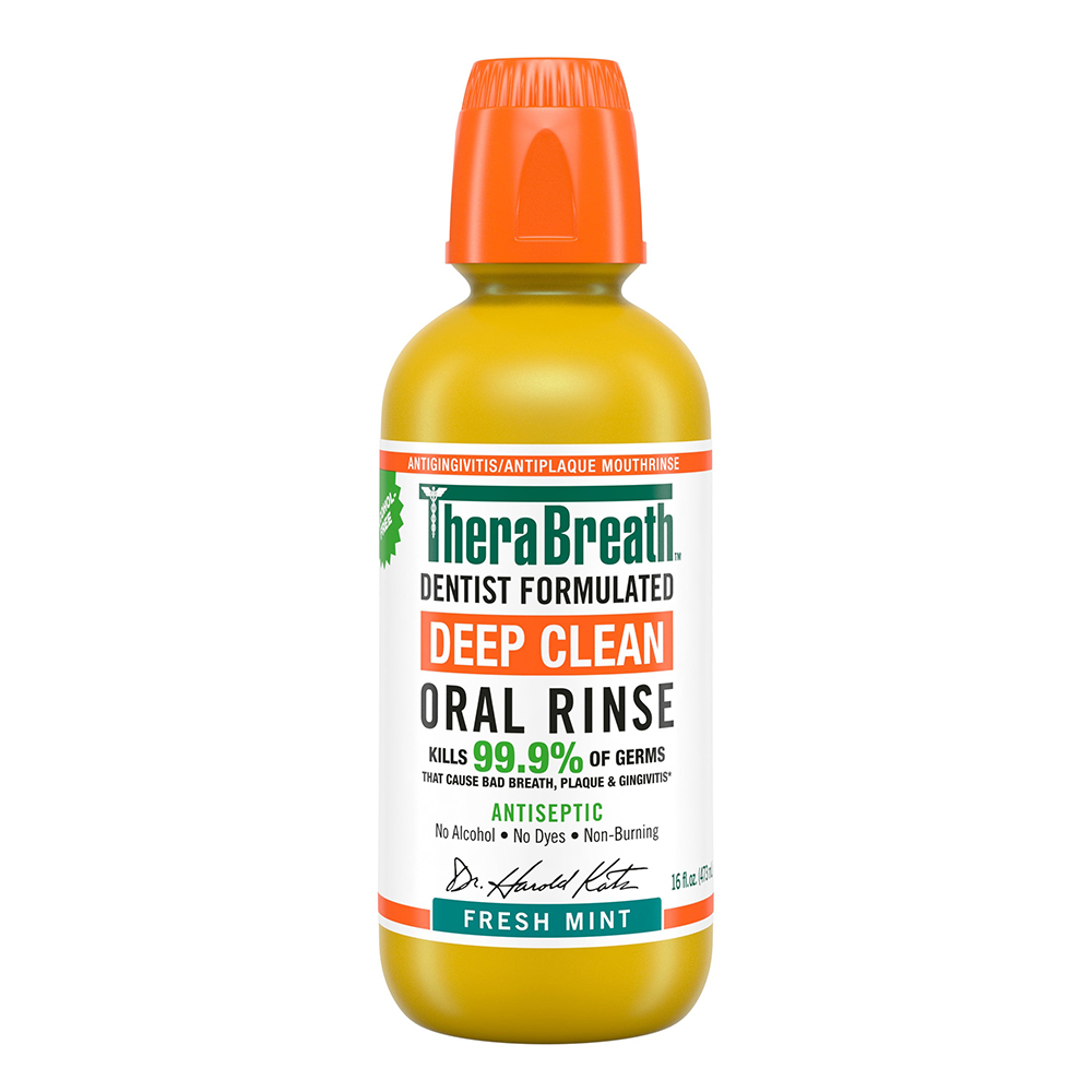 Nước súc miệng TheraBreath Deep Clean Oral Rinse - Fresh Mint, 473ml