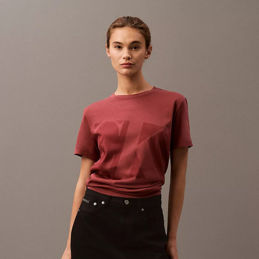 Áo Calvin Klein Faded Slant Monogram Logo Graphic Classic - Red, Size S