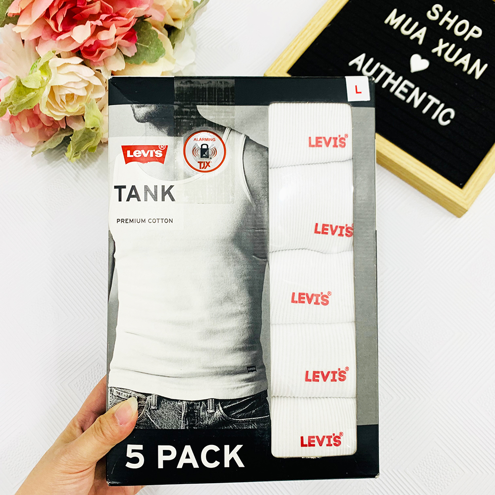 Set 5 áo Levi's Premium Cotton Tank Top - White, Size L