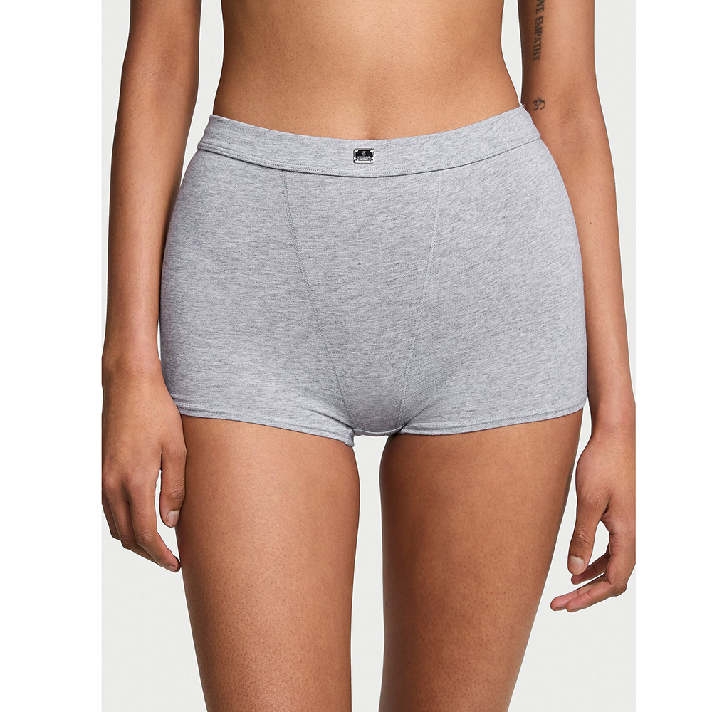 Quần lót Victoria's Secret Logo Cotton High-Waist Boyshort - Heather Grey, Size L