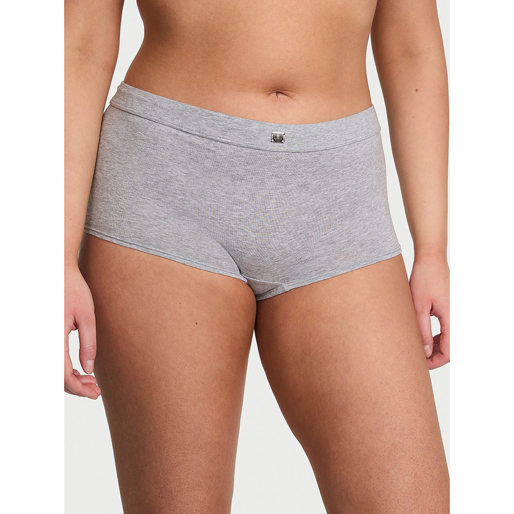Quần lót Victoria's Secret Logo Cotton Boyshort - Heather Grey, Size M