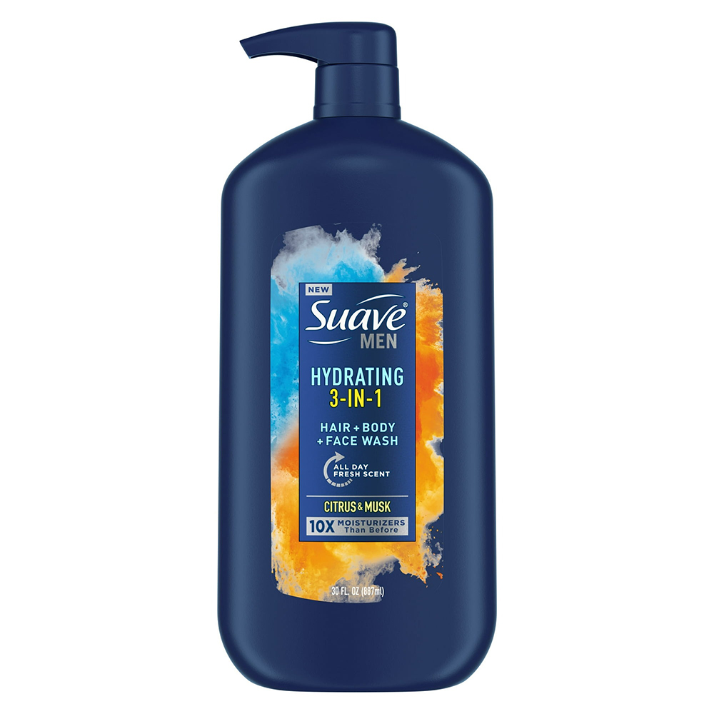 Dầu tắm + gội + xả Suave Men Hydrating 3in1 - Citrus & Musk, 887ml