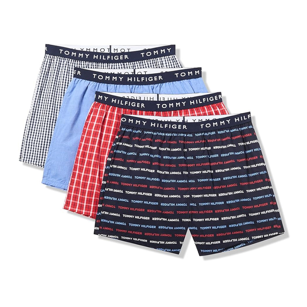 Set 4 quần Tommy Hilfiger Cotton Classics Woven Boxers - Logo/Stripes Multicolor, Size L