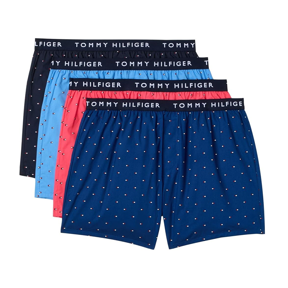 Set 4 quần Tommy Hilfiger Cotton Classics Woven Boxers - Pink/Black/Blue/Navy, Size M