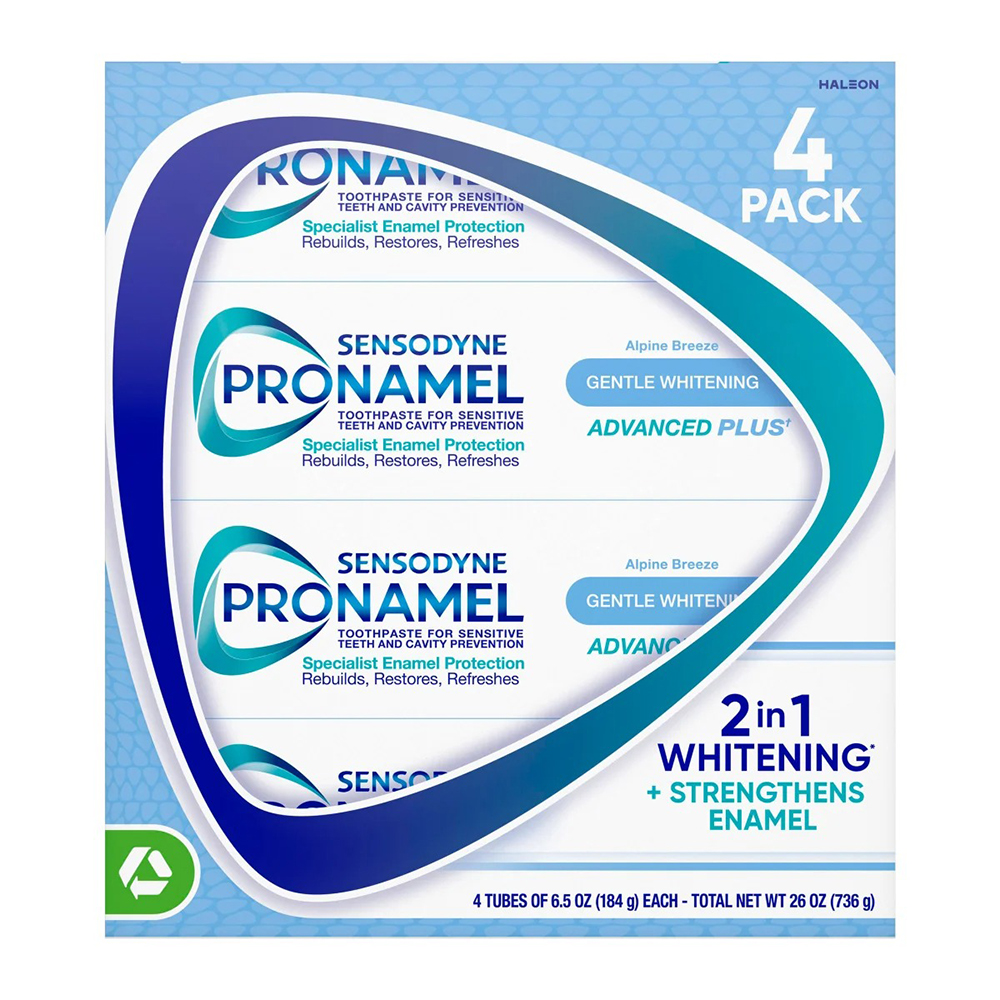 Set kem đánh răng Sensodyne Pronamel Gentle Advanced Whitening Plus, 4 x 184g