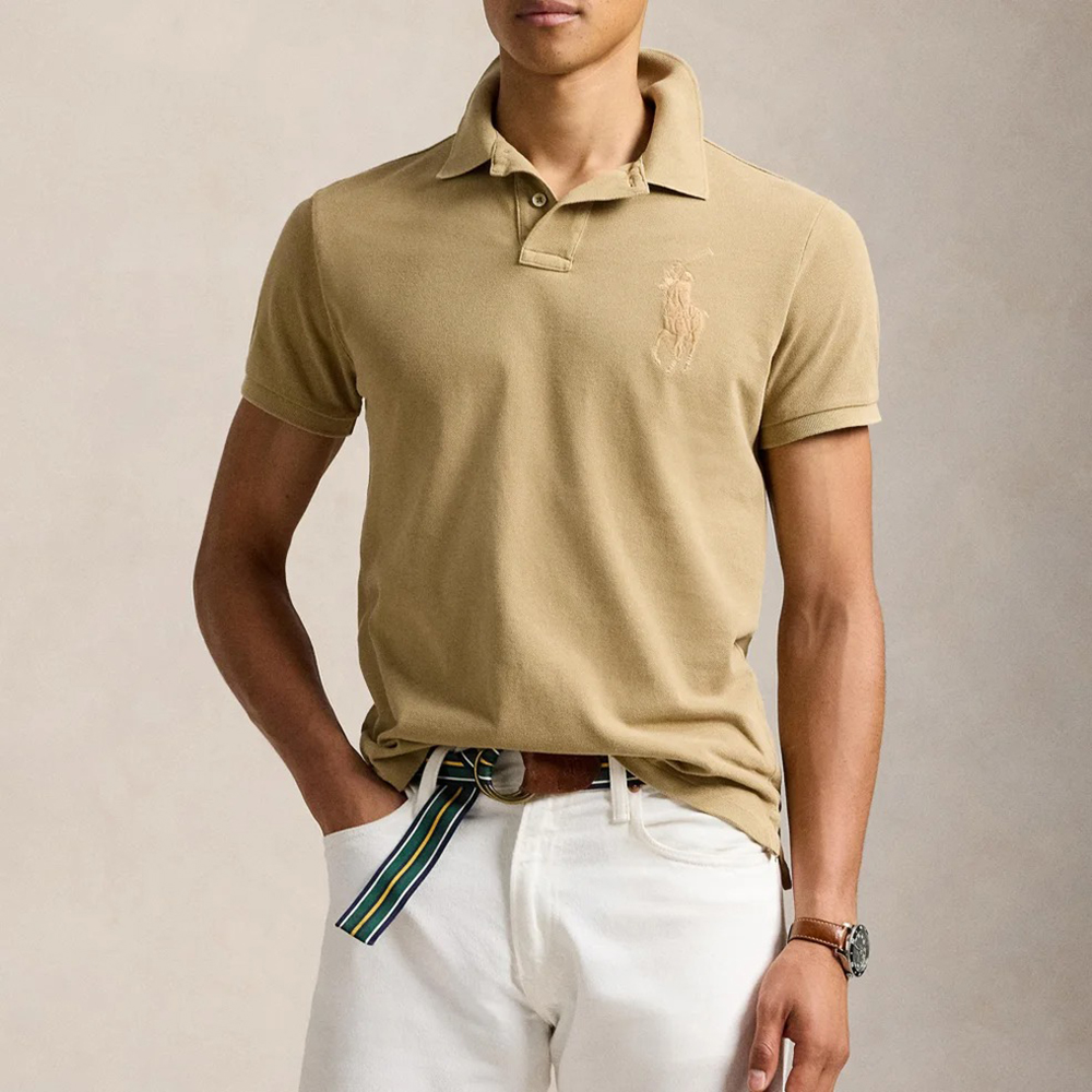 Áo Polo Ralph Lauren Custom Slim Fit Big Logo - Beige, Size M