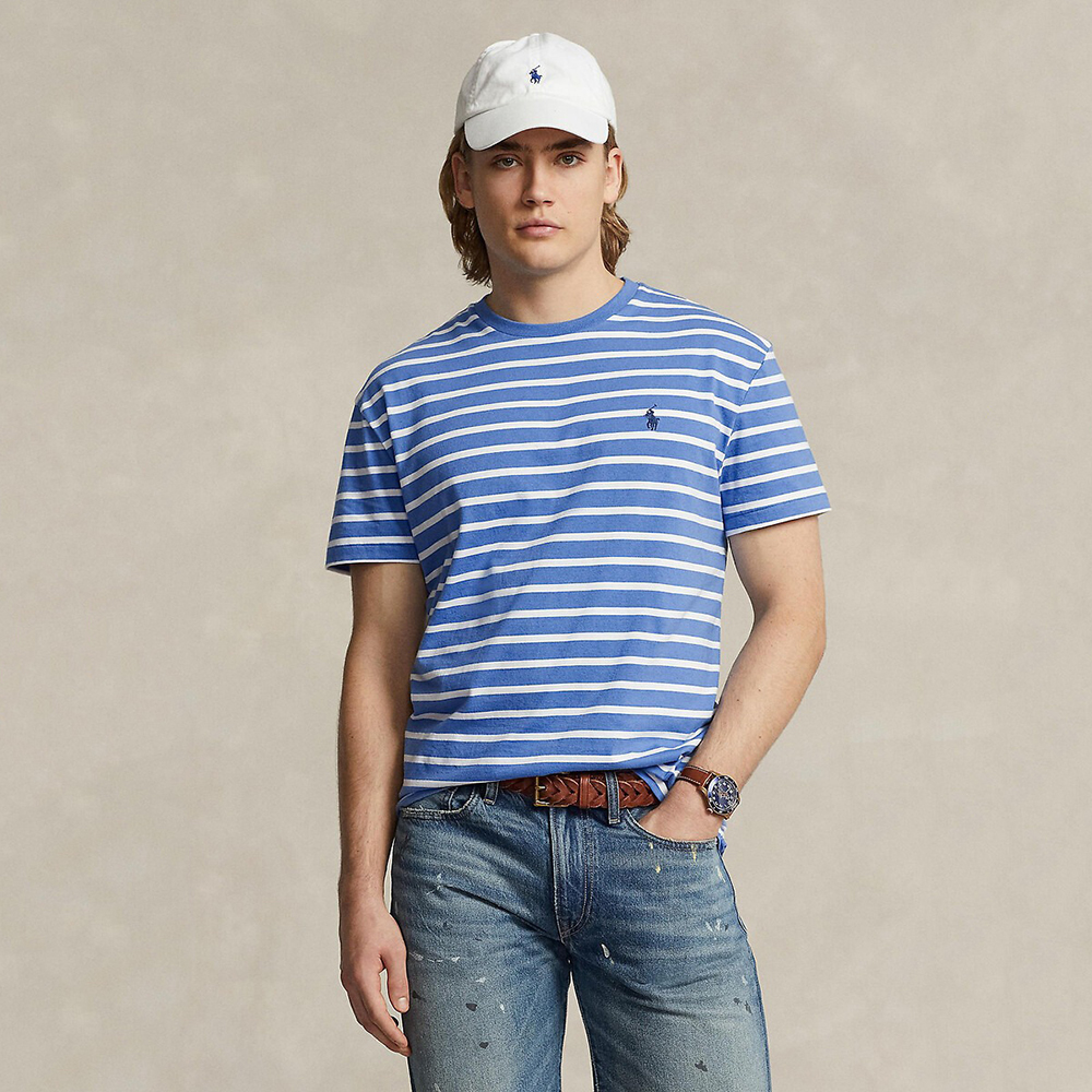 Áo Polo Ralph Lauren Classic Fit Striped Jersey - Blue/White, Size M