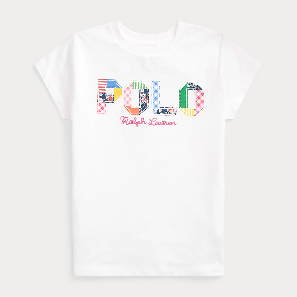 Áo Polo Ralph Lauren Mixed-Logo Cotton Jersey Tee - White, Size XL (Girl)