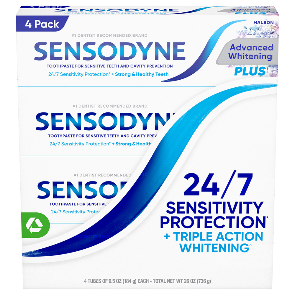 Set kem đánh răng Sensodyne Advanced Whitening Plus, 4 x 184g