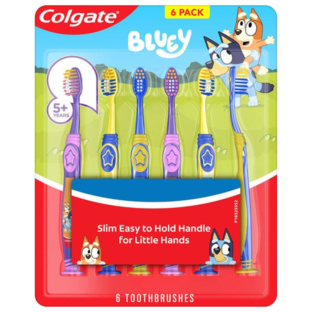Bàn chải răng Colgate Bluey Extra Soft, vỉ 6 cây