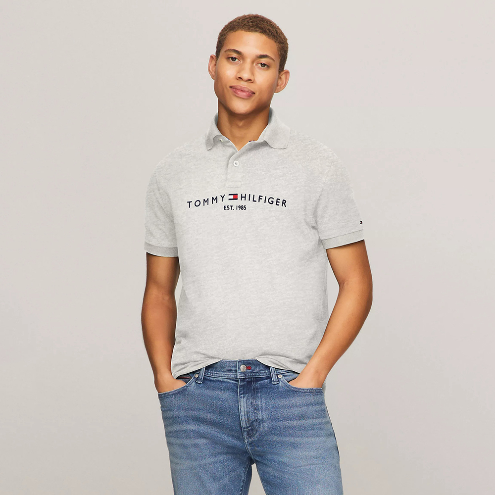 Áo Tommy Hilfiger Embroidered Tommy Logo Polo - Grey Heather, Size M