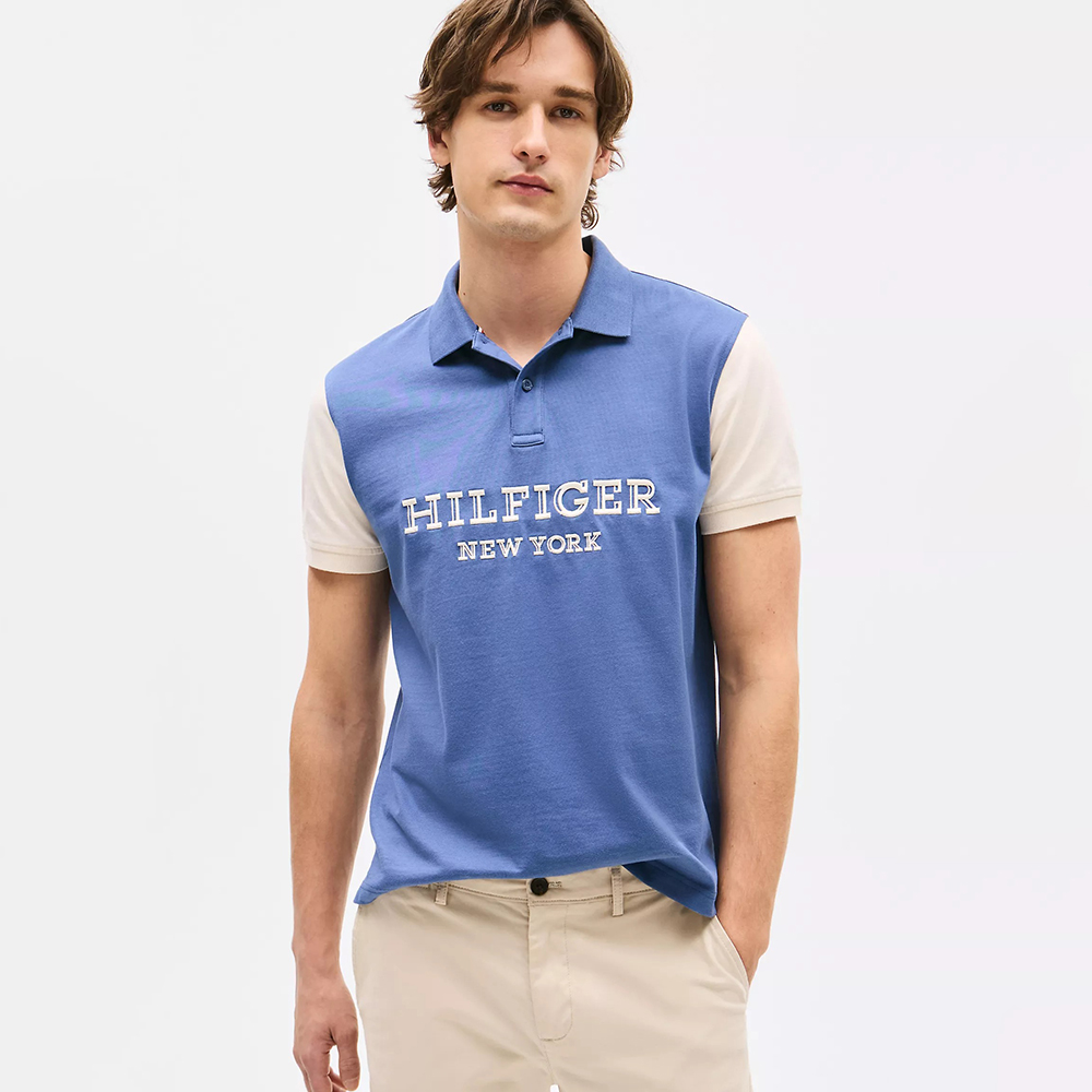 Áo Tommy Hilfiger Regular Fit Monotype Colorblock Polo - Faded Indigo, Size M