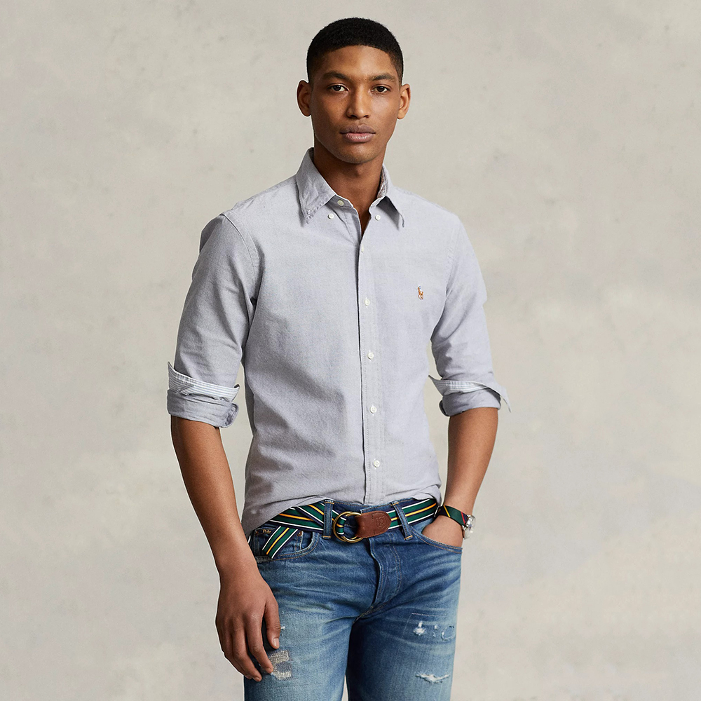 Áo Polo Ralph Lauren Classic Fit The Iconic Oxford - Grey, Size S