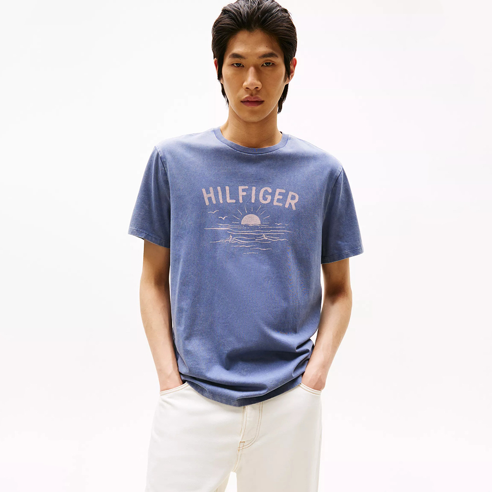 Áo Tommy Hilfiger Hilfiger Wave Logo - Faded Indigo, Size L