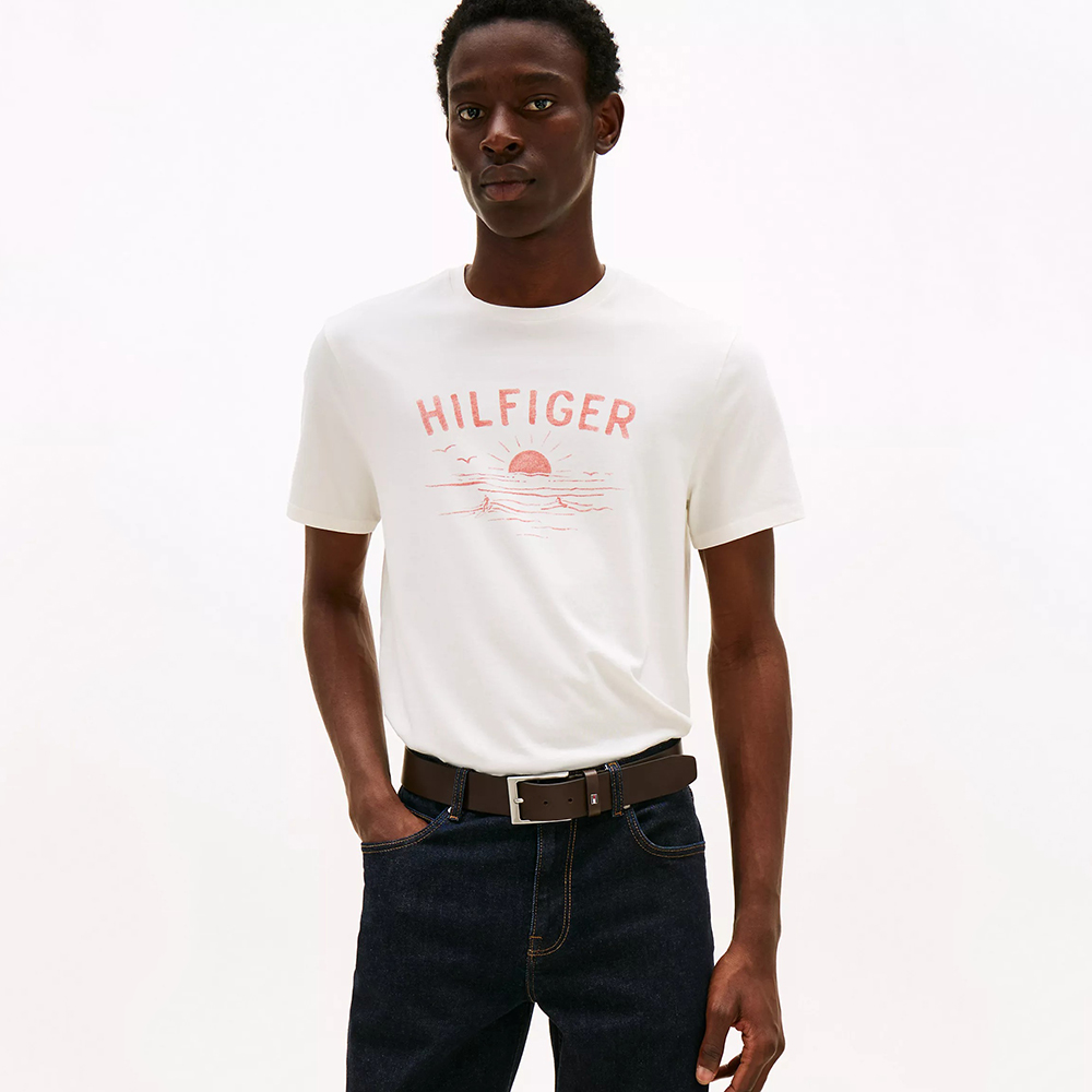 Áo Tommy Hilfiger Hilfiger Wave Logo - Ancient White, Size S