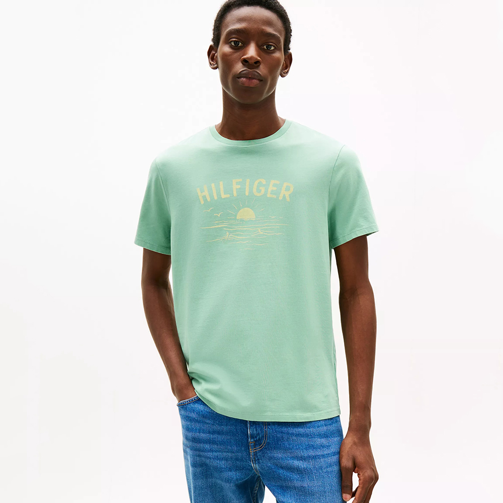 Áo Tommy Hilfiger Hilfiger Wave Logo - Frosted Evergreen, Size L
