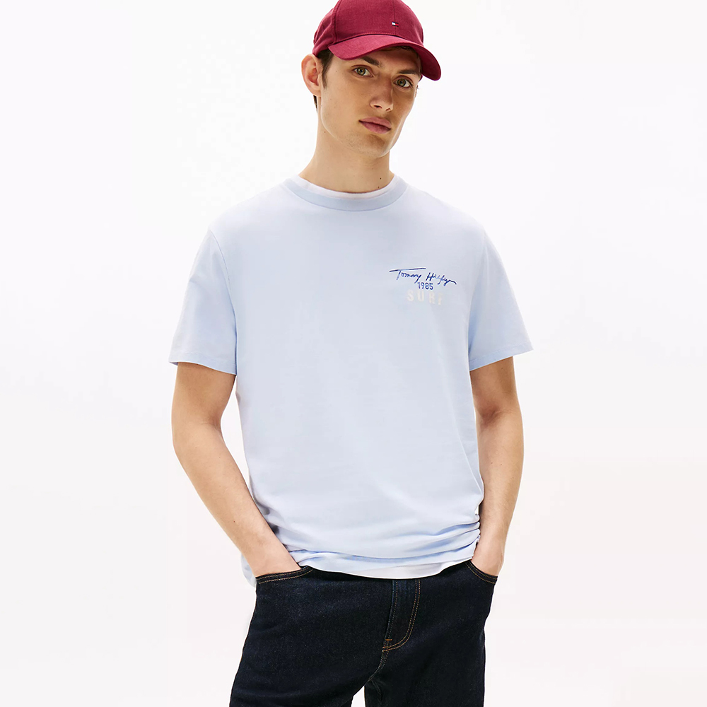 Áo Tommy Hilfiger Hilfiger Surf Logo T-Shirt - Breezy Blue, Size S