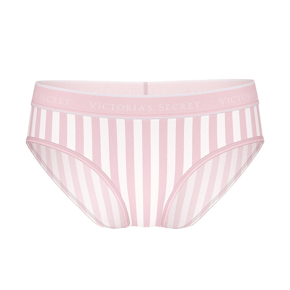 Quần lót Victoria's Secret Logo Cotton Hiphugger - Pretty Blossom Stripes, Size XS