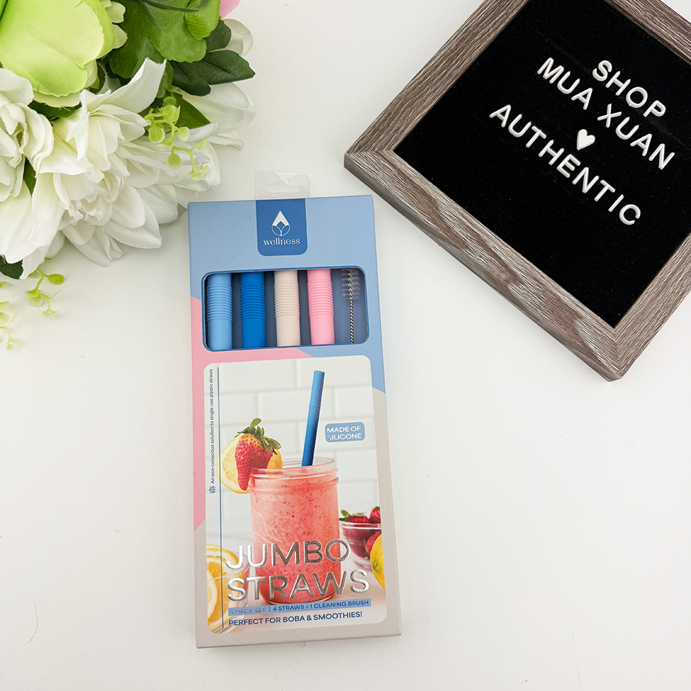 Set ống hút lớn Wellness Jumbo Straws - Blue, 5 món