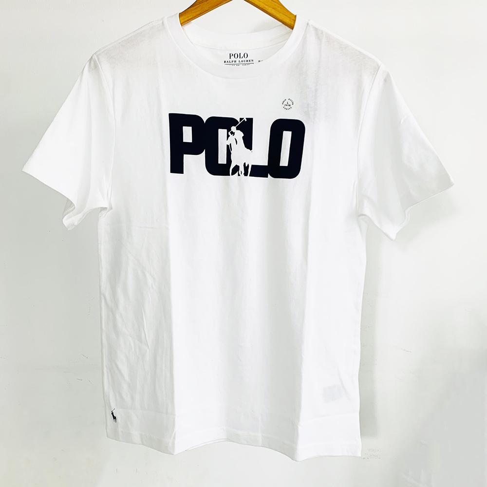 Áo Polo Ralph Lauren Big Pony Logo Cotton Jersey Tee - White, Size M (10-12)
