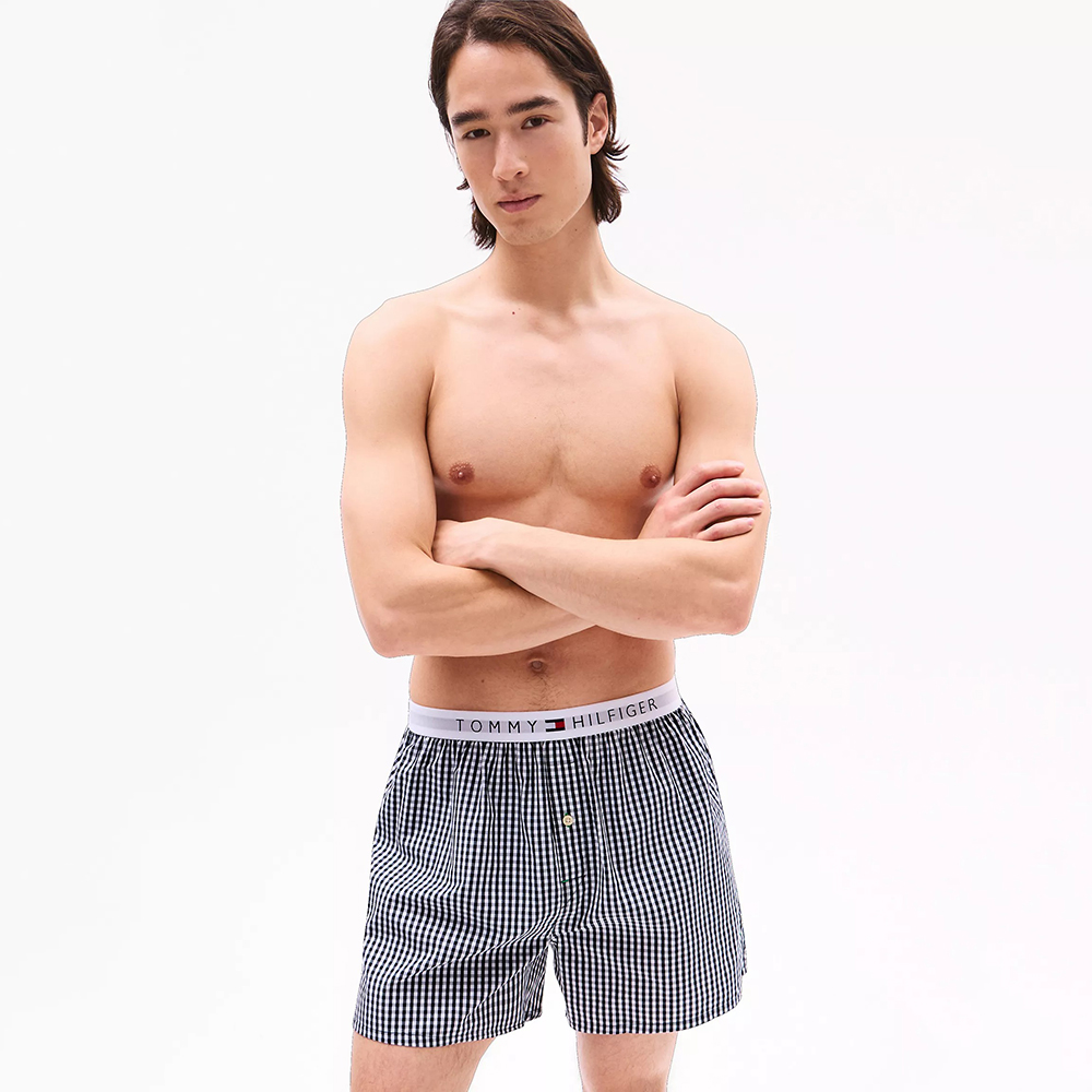 Quần Tommy Hilfiger Logo Waistband Woven Boxers - Gingham, Size L