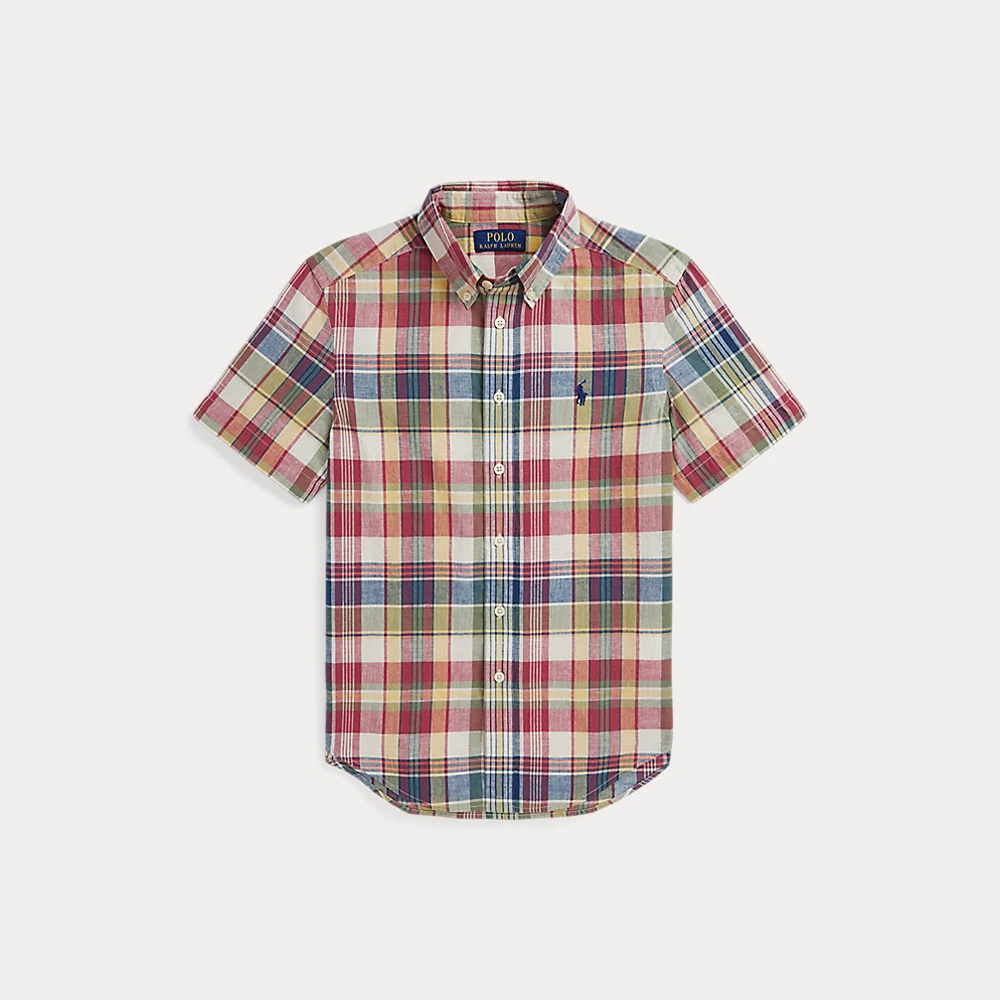 Áo Polo Ralph Lauren Cotton Madras Short-Sleeve - Multi, Size L (14-16)