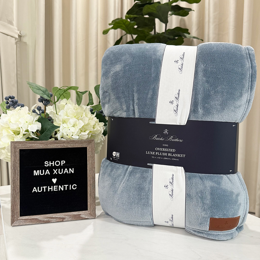 Chăn Brooks Brothers Oversized Luxe Plush - King, Ashley Blue
